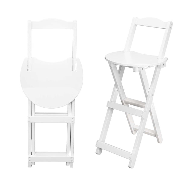 Bamboo Bar Stool Foldable Design W/ Ergonomic Backrest Space-saving For Bars