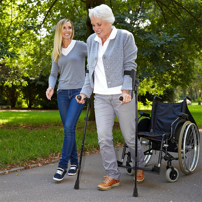 Forearm Crutches Lightweight Aluminum Crutches w/ Adjustable Elbow Elastic Band