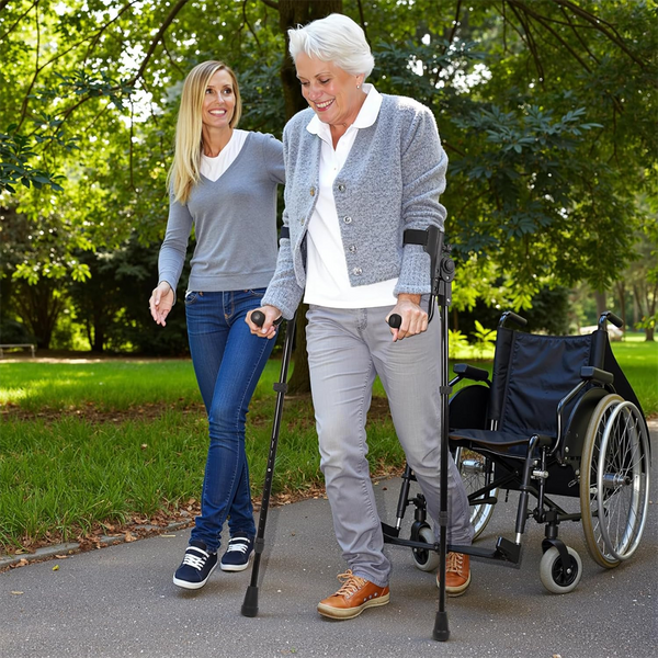 Forearm Crutches Lightweight Aluminum Crutches w/ Adjustable Elbow Elastic Band