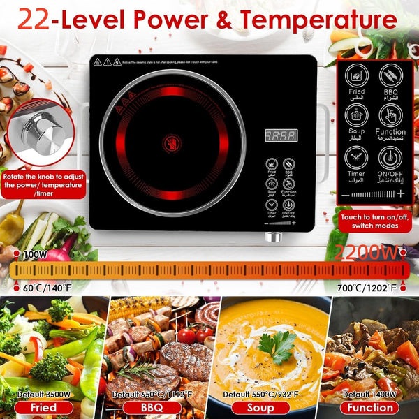 Electric Induction Cooktop Fast Touch Infrared Burner Portable Cooktop 2200W