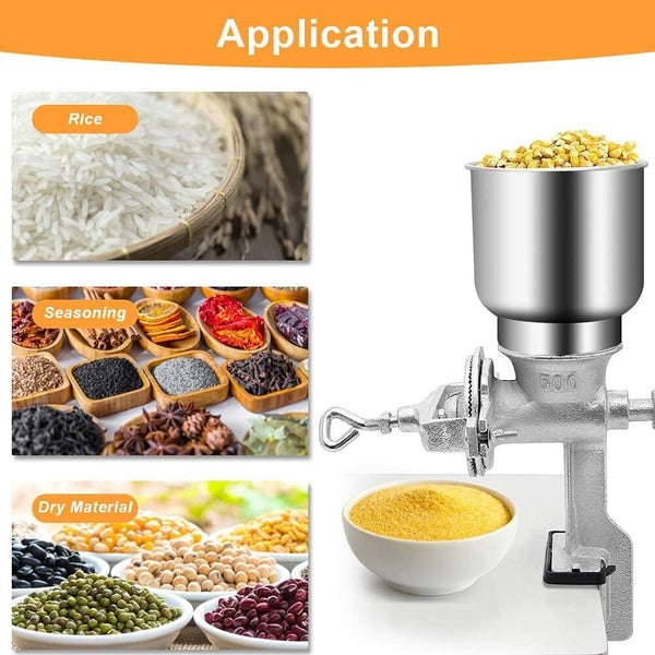 500g Grain Grinder Hand Mill with Large Hopper for Barley Wheat Coffee Feed