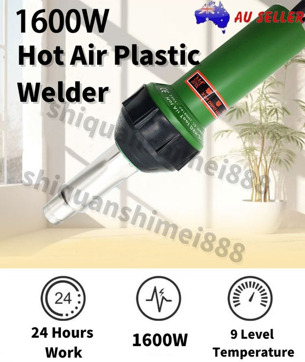 1600W Hot Air Plastic Welder PVC TPO Vinyl Heat Welding Gun Torch &9 Accessories