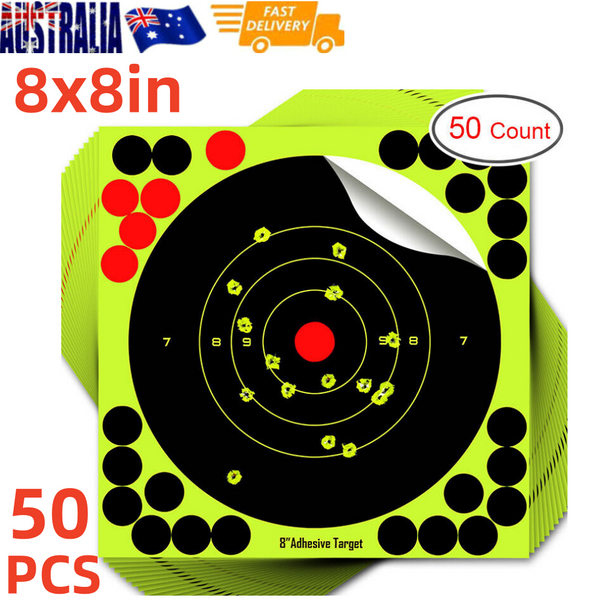 50Pk 8" INCH 20cm REACTIVE SPLATTER SHOOTING AIR RIFLE TARGET SELF ADHESIVE