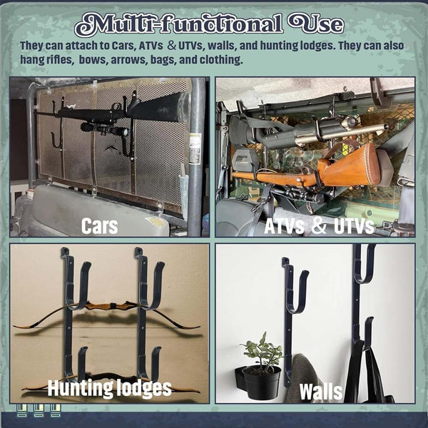 2Pack Metal Gun Racks Adjustable Wall-mounted for Two-gun Tools Cars Rear Window