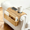 Flexible Bamboo Sofa Arm Chair Tray Table Organiser Snack Serving Tray Arm Rest