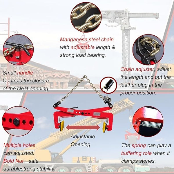 Stone Lifting Clamp w/Non-Slip Rubber Marble Clamp Heavy Duty Stone Lifter 350KG
