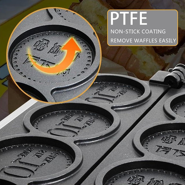Professional Electric Round Waffle Iron w/ Nonstick Coating & Manual Thermostat