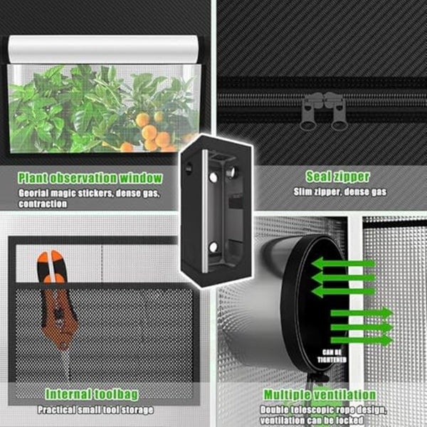 Hydroponics Grow Tent Full Spectrum LED Grow Light Kits Inline Fan Filter System