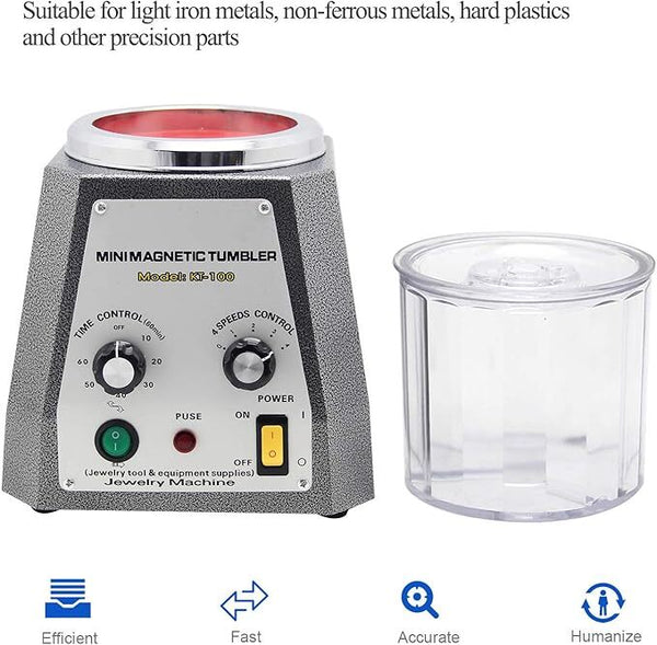 Magnetic Tumbler Surface Polisher Jewelry Finish Machine 2000RPM 4-Speed