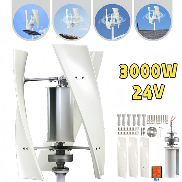 3KW 24V Vertical Axis Wind Turbine Generator Wind Turbine Intelligent Controller
