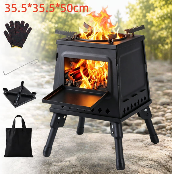 Camping Wood Stove Portable Wood Burning Stove Folding Camp Heat Outdoor Stove