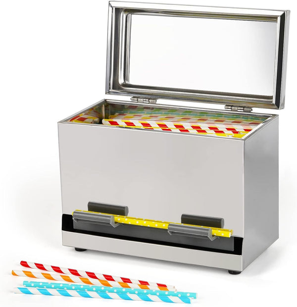 Straw Dispenser Holder Storage Stainless Steel Pencil Box for School Bar Kitchen