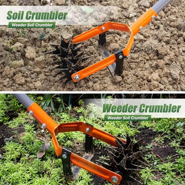 2in1Rotary Cultivator Garden Rotary Tiller Adjustable Stainless Steel Poles Hand
