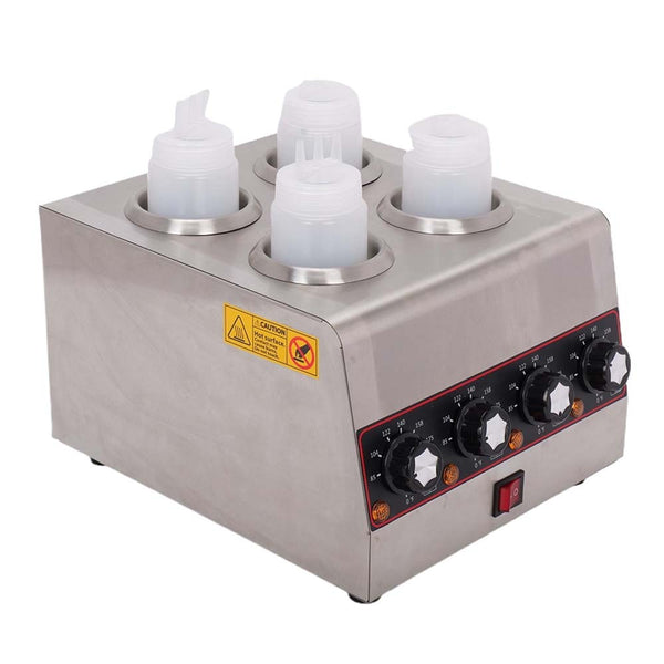 Electric Sauce Warmer 4-Bottle Dispenser Jam Chocolate Melting Machine AU Plug