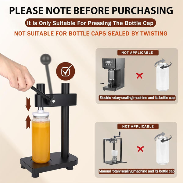 Manual Can & Bottle Sealer Adjustable Height Capper for Beer Juice Coffee Soda