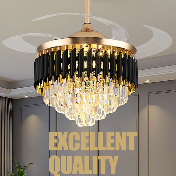 Crystal Chandelier with Fan Remote Control Dimmable 6-Speed 42" Ceiling Fan Lamp