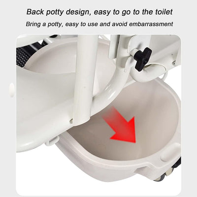 4in1 Elderly Transfer Chair Hand-cranked Height-Adjustable Patient Toilet Chair