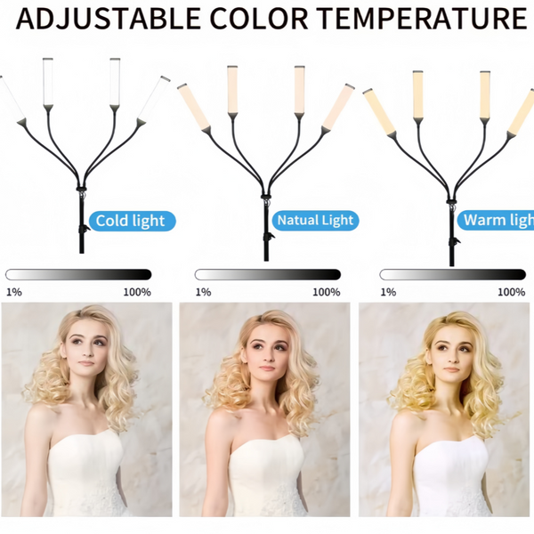 Four-arm LED Light Dimmable Lighting Phone Selfie Tripod Makeup Live Lamp 36W AU