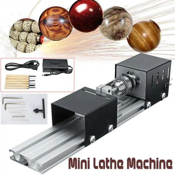 Mini Lathe Beads Machine Woodwork DIY Lathe Polishing Drill Set 6 Carving Blade