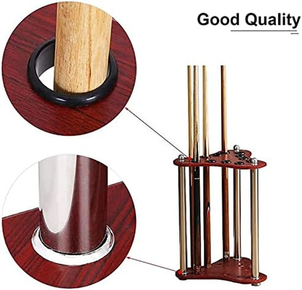 12 Cue Rack Wooden Floor Stand Corner Triangle Billiard Stick Holder Organizer
