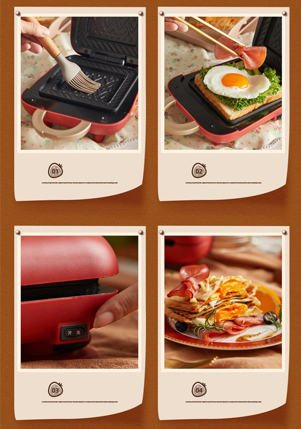 Electric Nonstick Sealed Sandwich Maker Jaffle Machine Waffle Maker Grilled