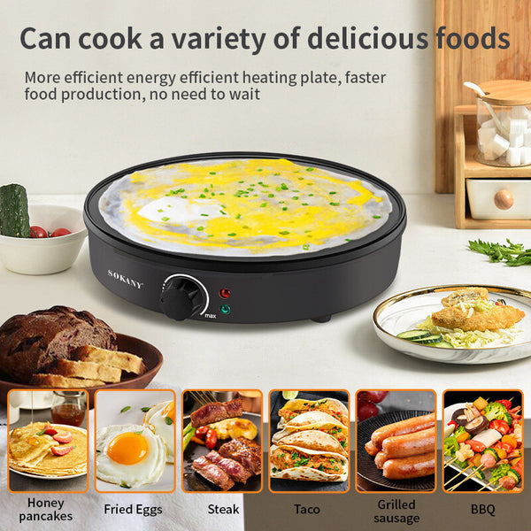 1000W Electric Crepe Maker Pancake Baking Machine Non-stick Pancake Fring Pan