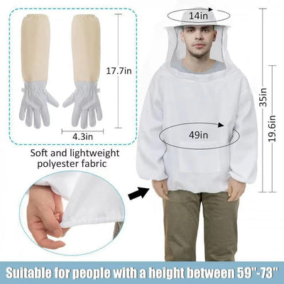 12pcs Beekeeping Equipment Beekeeper Suit Protective Tools with Gloves Beekeeper