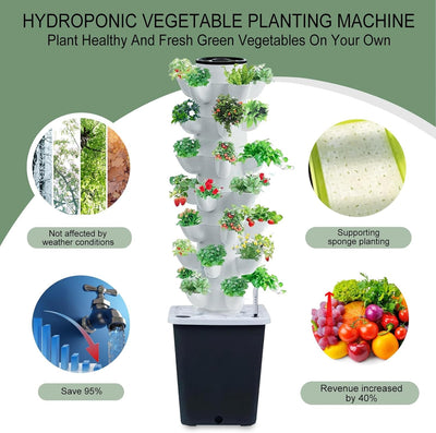 35 Plant Hydroponic Growing System Vertical Hydroponics Farming Tower 10L Tank