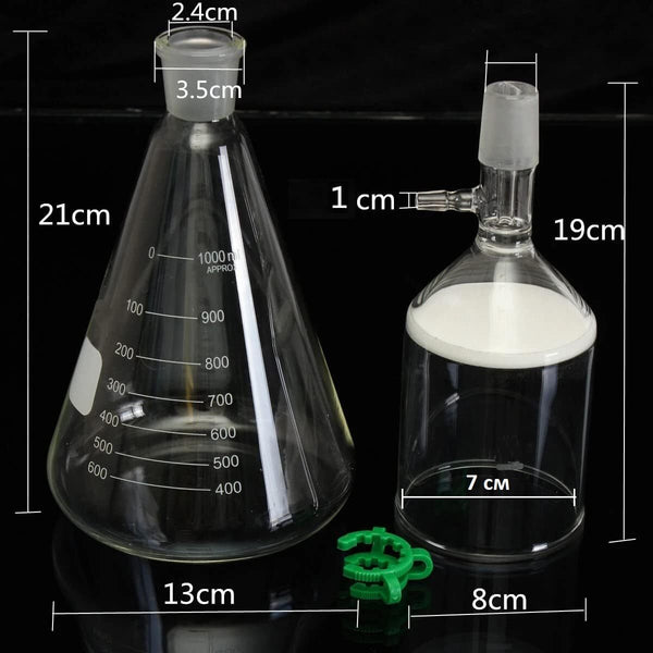 1000ml Glass Vacuum Suction Filter 350ml Buchner Funnel Kit Conical Flask Lab AU