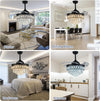 42" Crystal Ceiling Fan Lights with Remote 6 Wind Speed Crystal Chandelier Fan