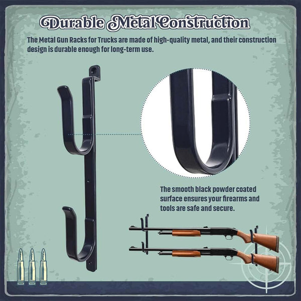 2Pack Metal Gun Racks Adjustable Wall-mounted for Two-gun Tools Cars Rear Window