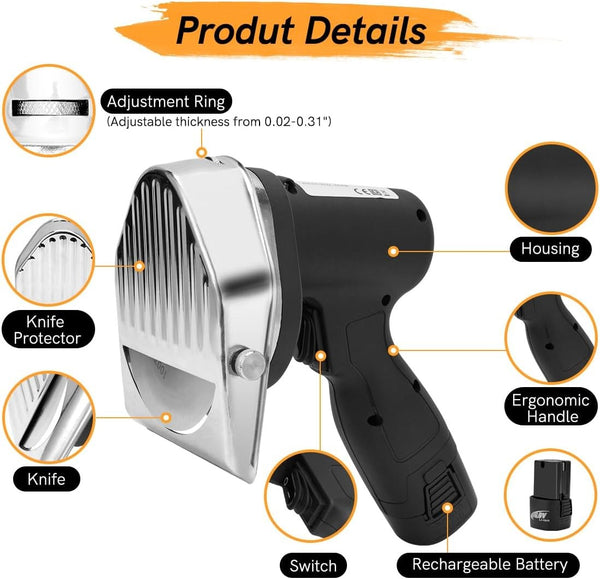80W Electric Cordless Kebab Meat Slicer Doner Shawarma Gyros Cutting w 2 Battery