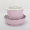 11Pcs Pink pots and Pans Set Removable Handle Nonstick Cookware Set Space Saving