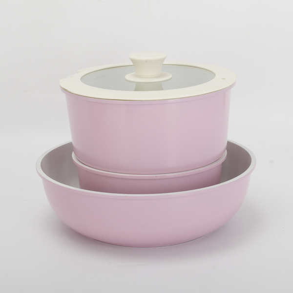 11Pcs Pink pots and Pans Set Removable Handle Nonstick Cookware Set Space Saving