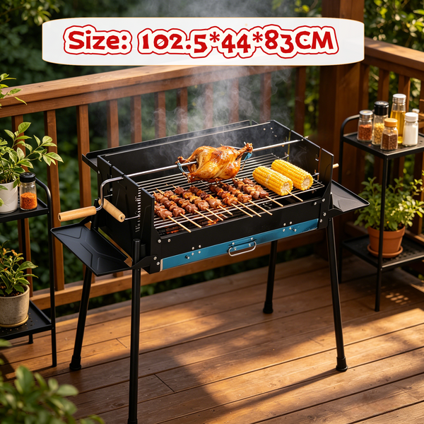 BBQ Charcoal Grill Roast Outdoor Camping Barbecue w/ Adjustable Charcoal Height