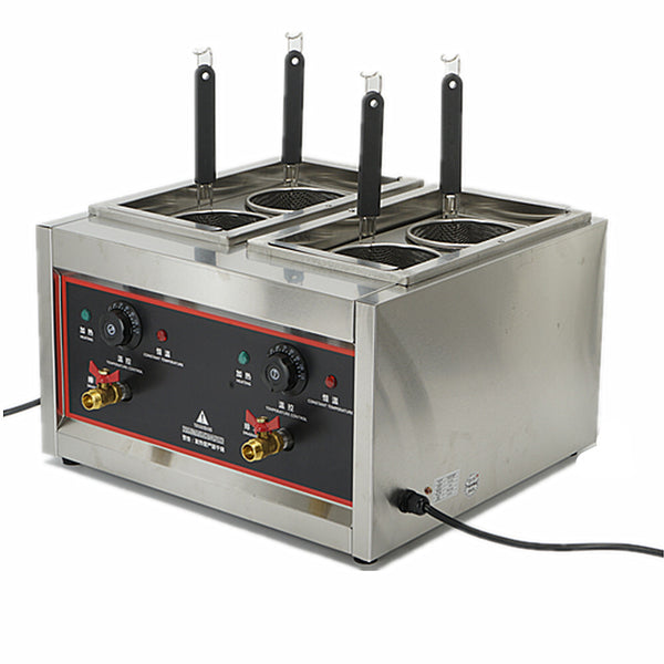 Electric Pasta Cooking Machine 4 Grid Pasta Warmer Noodles Cooker W/ Drain Valve