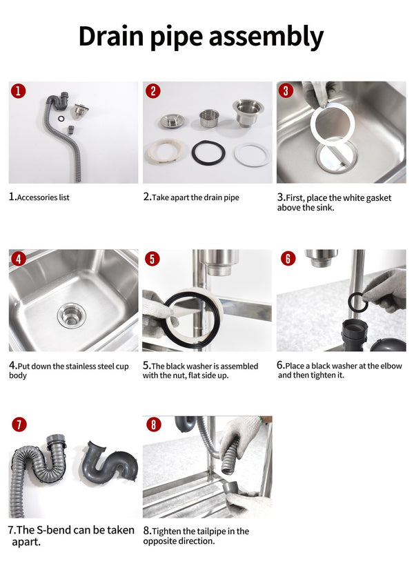 Utility Sink Free Standing Single Bowl Kitchen Sink Stainless Steel Sink AU