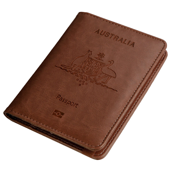Premium RFID Blocking Leather Travel Passport Holder Secure ID Card Wallet Case