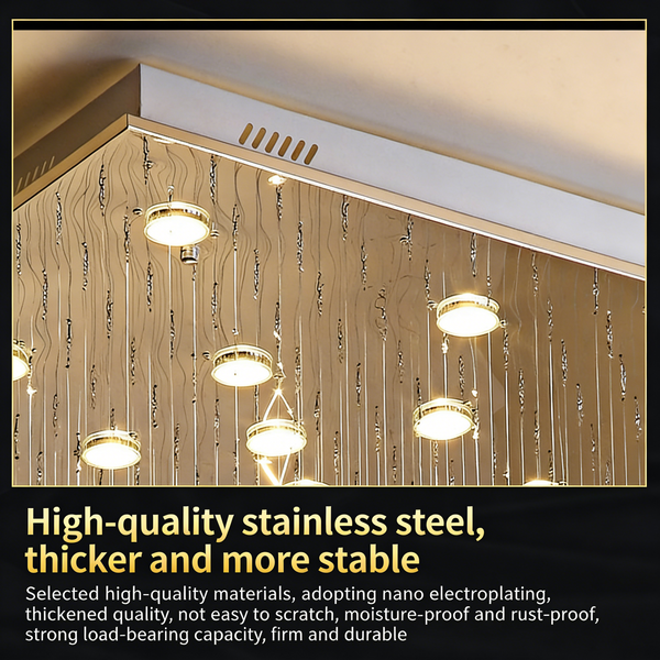 Square Chandelier Lamp Luxury Crystal LED Pendant Light Living Room Easy install