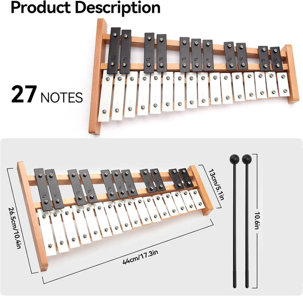 27 Note Percussion Instrument with Metal Keys Music Instrument Christmas Gift