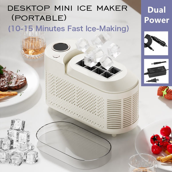 2-Power Mini Ice Maker 8 Cube Quick Ice Making Tool For RV Trip 21.6*9.3*12.8cm