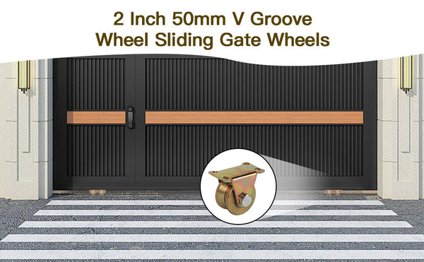 4pcs 2" V Groove Wheel Sliding Gate Caster with Bracket for Garage Door/Lifting