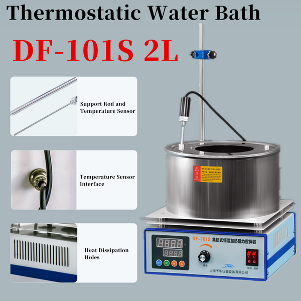 2L Thermostatic Water Bath Oil Bath Dual Use LCD Display 400℃ w/Magnetic Stirrer