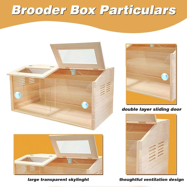80CM Chick Brooder Box Wood with Digital Thermostat for Chicks Quail Hamsters AU