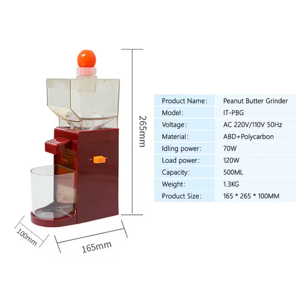 Peanut Butter Grinder Electric Nut Butter Maker Almond Grinding Machine 500ML