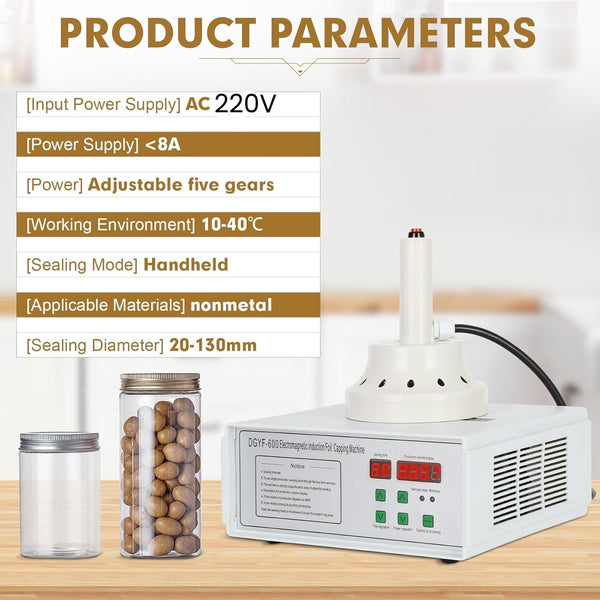 Induction Sealer 20-130mm Handheld Type Bottle Cap Foil Sealing Machine 220V