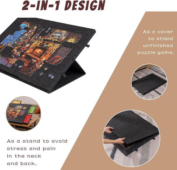 1500Pcs  Portable Felt Puzzle Table Board with 6 Colorful Drawers Adjustable AU
