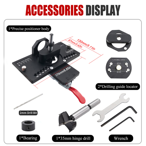 35mm Concealed Door Hinge Jig Cabinet Hinge Hole Drilling Jig with Quick Clamp