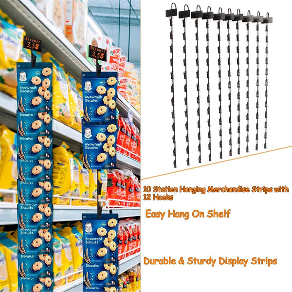 10x Metal Snack Hanging Strips Store Supermarket Shelf Merchandising Clip Strip