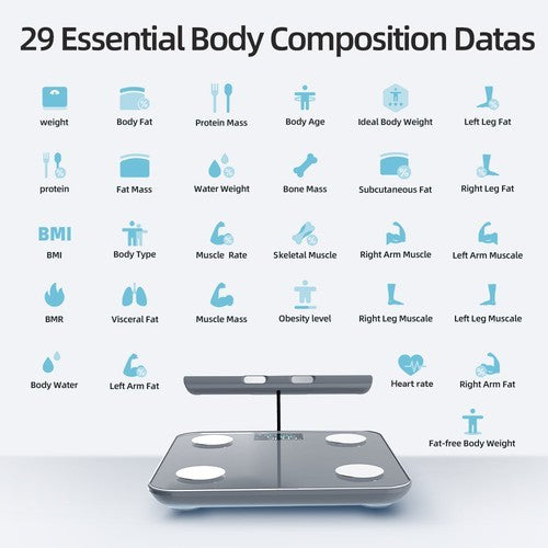 8-Electrode Body Fat Scales Bathroom Scale W/Hand Sensor Full Body Composition